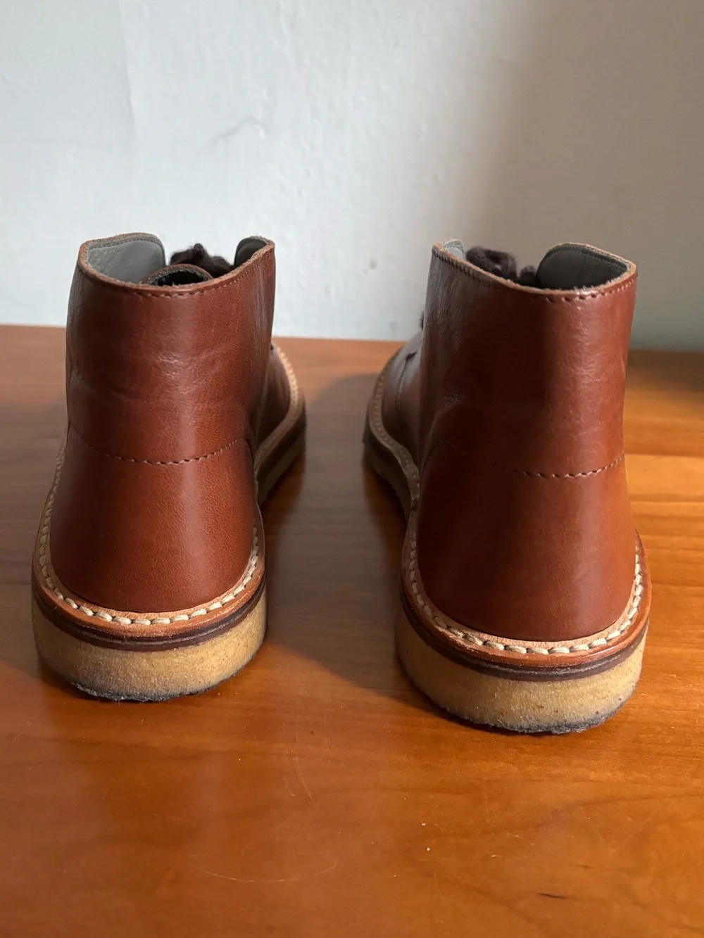 Canali Light Brown Leather Men's Chukka Boots Made in Italy Size 41